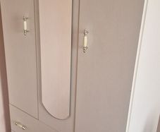 Solid Bedroom Wardrobe with Mirror Drawers Shelving