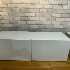 TV bench with doors, white/Lappviken white, 120/180x42x38 cm