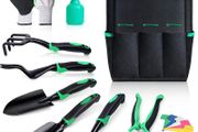 _Garden Tools Set, 11 in 1 Garden Tool Set with Bag, Stainless Steel Pruning Shears, Planting Trowel, Weed Trowel, Rake, Weed Fork, Pointed Shovel, Spray Accessory Set for Garden Care