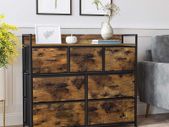 Chest of drawers with 7 fabric Drawers Drawers with Handles Metal Frame Industrial Design