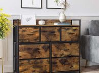 main image for ad Chest of drawers with 7 fabric Drawers Drawers with Handles Metal Frame Industrial Design