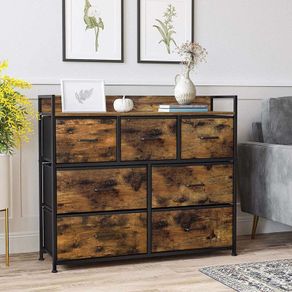 Chest of drawers with 7 fabric Drawers Drawers with Handles Metal Frame Industrial Design