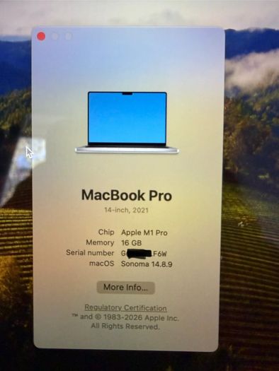 MacBook Pro 14 inch M1 16GB RAM 512GB SSD Silver