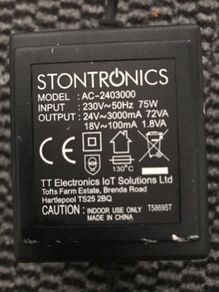power supply 24 volts 3 amp with side pin conector. Cable side 220 volts sizes 1.3 meters and the other side  1.8 meter