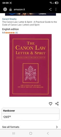 Rare Find. Canon Law: Letter and Spirit
