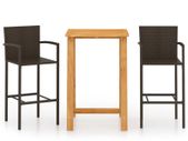 3 Piece Garden Bar Set Brown