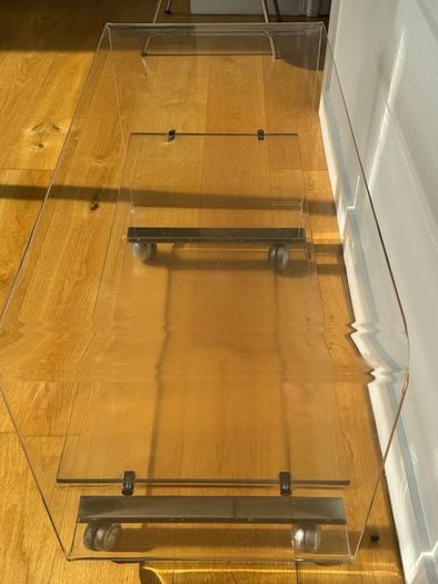 Vintage Clear Lucite/Acrylic Tv Stand/Shelf Unit on Chrome Casters.