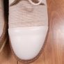 Clarks Off-White Cream Woven Canvas & Leather Toe-Cap Oxford Shoes Brogues 6.5UK/40EU Image 3