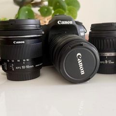 Cannon 80D comes with four lenses.  18-55mm 50mm 10-18mm 55-250mm telephoto lens