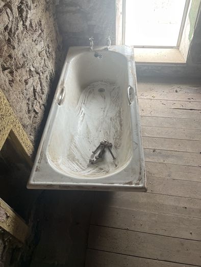 White cast iron bath
