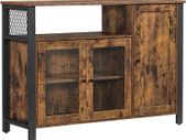 Sideboard, kitchen cabinet, storage cabinet, with 3 doors, for living room, kitchen, dining room, 110 x 33 x 75 cm, industrial style, vintage brown-black