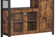 Sideboard, kitchen cabinet, storage cabinet, with 3 doors, for living room, kitchen, dining room, 110 x 33 x 75 cm, industrial style, vintage brown-black