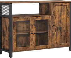 Sideboard, kitchen cabinet, storage cabinet, with 3 doors, for living room, kitchen, dining room, 110 x 33 x 75 cm, industrial style, vintage brown-black