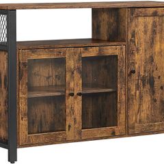 _Sideboard, kitchen cabinet, storage cabinet, with 3 doors, for living room, kitchen, dining room, 110 x 33 x 75 cm, industrial style, vintage brown-black