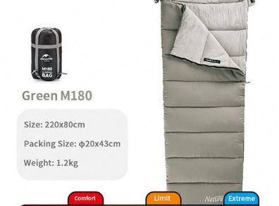 Naturehike Original Ultralight Splice Envelope Cotton Sleeping Bag Can Be Machine Cleaned Spring Summer New Camping Sleeping Bag