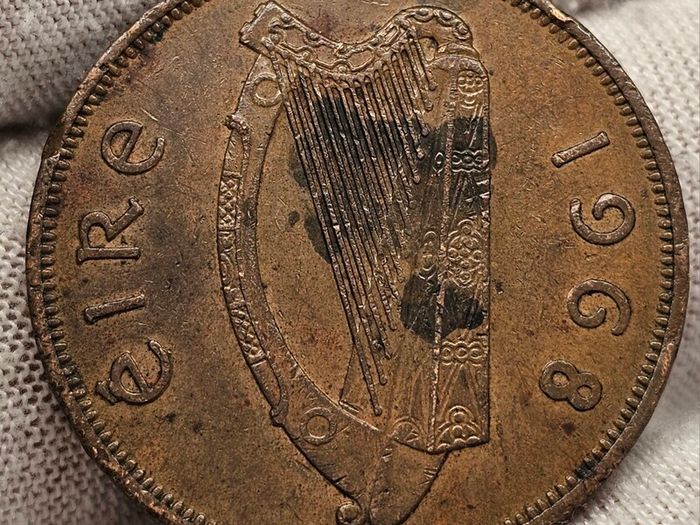 Ireland 1968 1d Penny Rare Double Fada Variety Mint Error