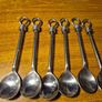 Set of Six Large Hammered Knot Stainless Steel Tea Spoons Image 2