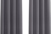 Grey Blackout Thermal Insulated Curtains for Bedroom, 46 x 54 Inch Short Eyelet Curtains &amp; Drapes, Soft Black Out 2 Panels for Window Living Room/Kitchen