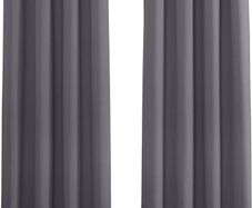 Grey Blackout Thermal Insulated Curtains for Bedroom, 46 x 54 Inch Short Eyelet Curtains & Drapes, Soft Black Out 2 Panels for Window Living Room/Kitchen