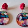 Pink Iridescent Disco Statement Style Disc Earrings Image 7