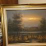Vintage Oil on Canvas Landscape Ducks in Flight - Signed and Framed Image 2
