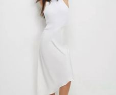 Cream white knitted and satin womens midi dress size 10