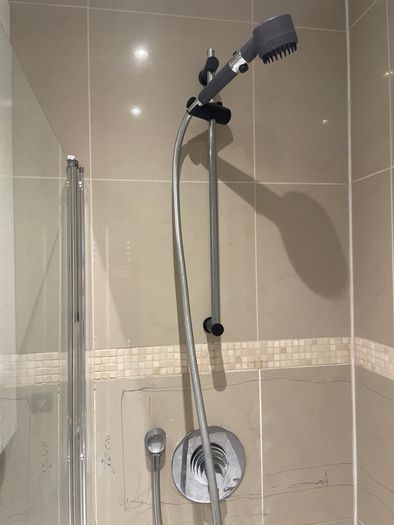 Shower head, rail and hose