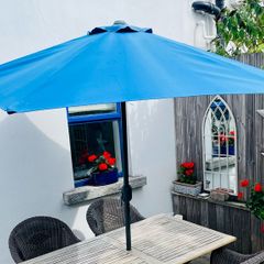 6m Blue Garden Parasol Patio Umbrella Crank Mech