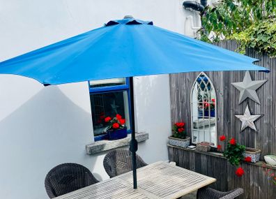 6m Blue Garden Parasol Patio Umbrella Crank Mech