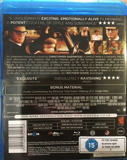 A Single Man [2009] Colin Firth, Julianne Moore, Matthew Goode & Nicholas Hoult [Blu-ray Movie]