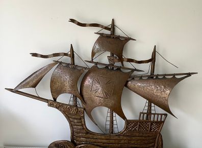 Hand-Crafted Copper Ship Santa Maria