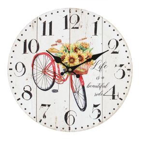 Rustic Country Style Traditional Shabby Chic Red Bicycle Clock