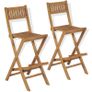 3 Piece Bistro Set with Folding Chairs Solid Teak Wood Image 2