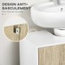 Modern under-sink cabinet metal base double door 60 x 30 x 60 cm - white and wood color Image 3