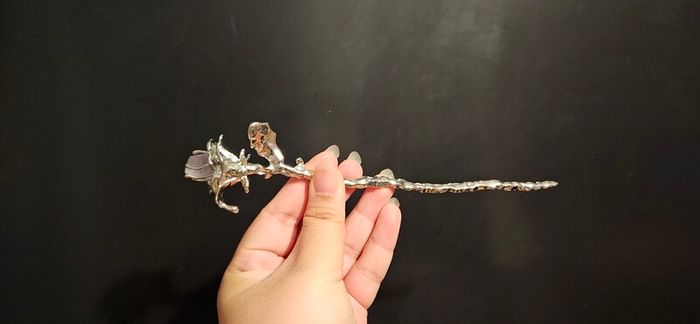Rebel Studio Pink Stone Silver Rose Hair Pin / Hair Stick