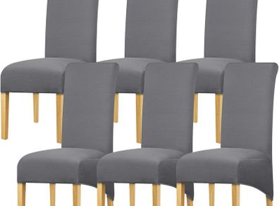 High Back Chair Covers Stretch Spandex Fabric Chair Cover Seat Cover Slipcover for Home Dining Room Kitchen Hotel Dark Grey 6 pieces