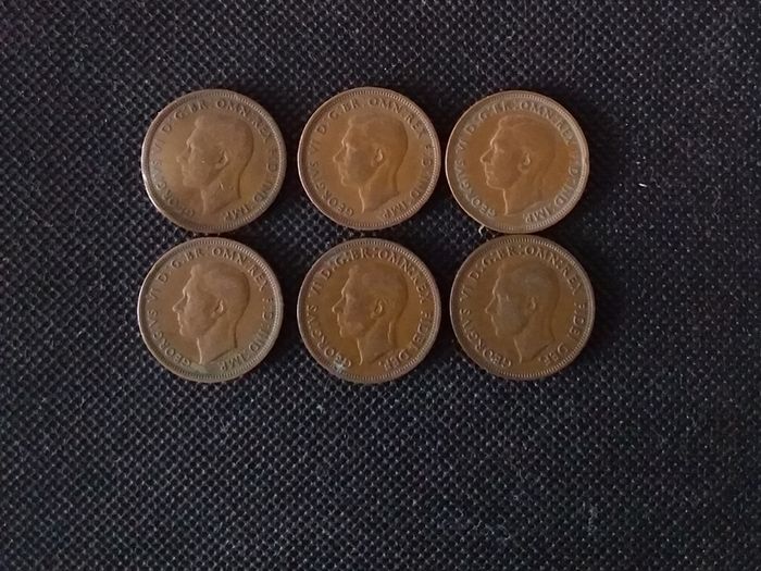 Collection of George VI - Pre-Decimal English Half Penny Coins (6)
