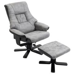 Manual Recliner Sofa With Footrest 360 Degree Swivel Sofa Armchair Cushion Padded Seat Armrest Faux Leather Grey (FREE SHIPPING)