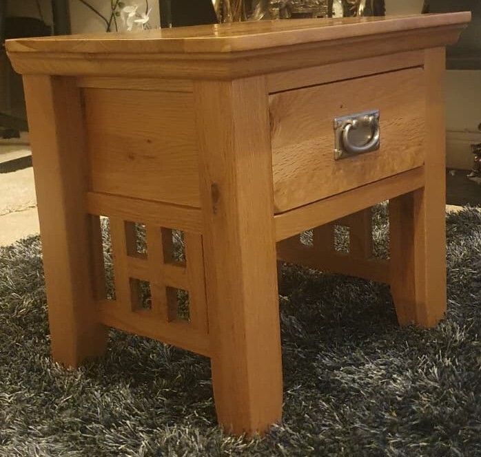 Solid Oak Coffee Table & 2 Matching Lamp Tables Set