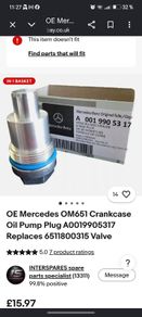 OE Mercedes OM651 Crankcase Oil Pump Plug A0019905317