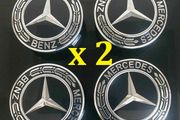 (x 2 Sets)  Mercedes Centre Caps (Black) FREE POST