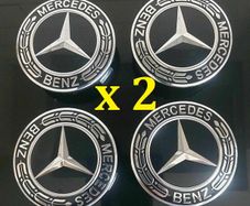 (x 2 Sets)  Mercedes Centre Caps (Black) FREE POST