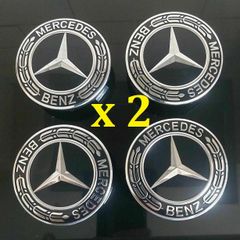 (x 2 Sets)  Mercedes Centre Caps (Black) FREE POST