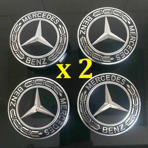 (x 2 Sets)  Mercedes Centre Caps (Black) FREE POST