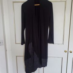 Long Open Cardigan with Textured Fringe