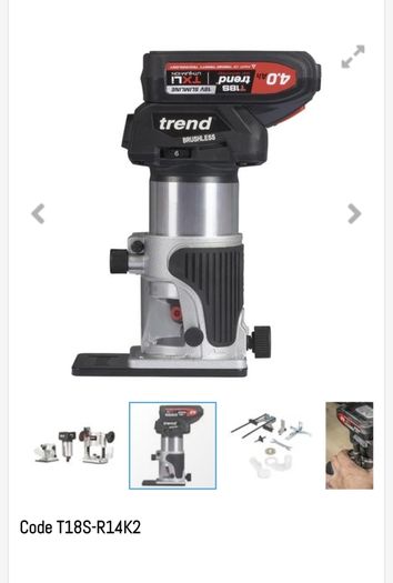 Trend T18S/R14K2 18V 1/4" Brushless Router Kit (2x4Ah batteries & fast charger)