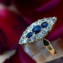 Antique Victorian Sapphire & Diamond Ring - 18ct circa 1880 Image 5