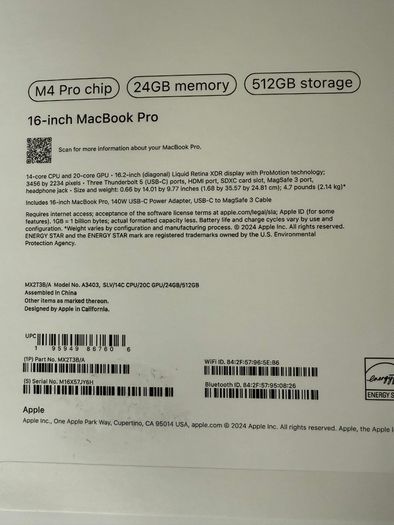 Apple MacBook Pro 16.2" M4 Pro 24GB 512GB Silver