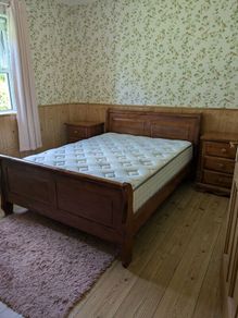 Solid Double sleigh bed with matching lockers (Mattress not included)
