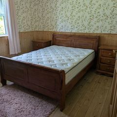 Solid Double sleigh bed with matching lockers (Mattress not included)